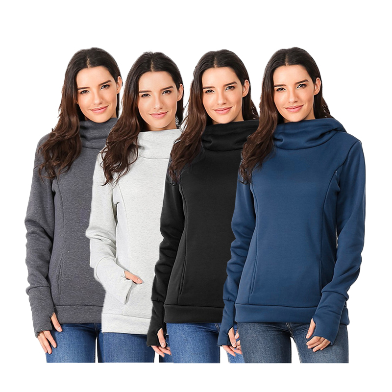 အစိုင်အခဲအရောင်ပုံနှိပ်ထားတဲ့သူနာပြု Hoodie Top