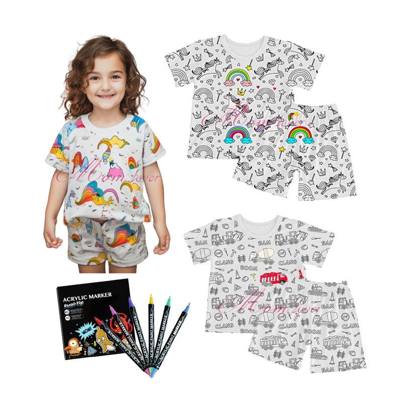 ကာတွန်း Graffiti Pajamas DIY အရောင် Pajiama အစုံ