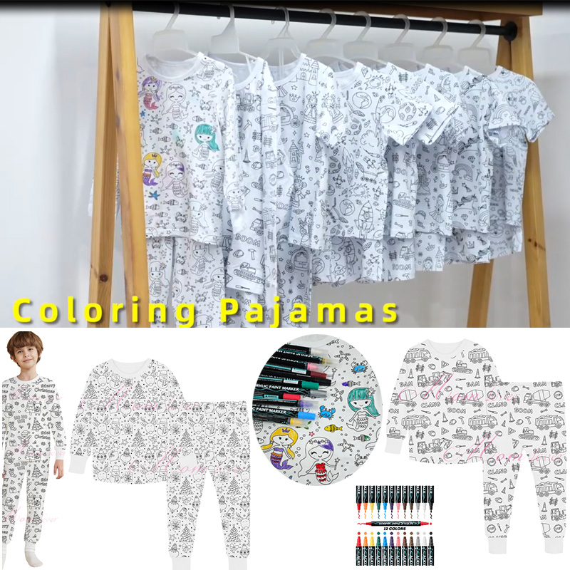 ကလေးများသည် Pajama Pajama ကိုအရောင်ဖျော့ဖျော့ 3-8 နှစ်အရွယ်ယောက်ျားလေးများ Pajamas